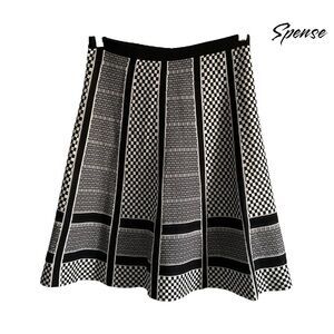 Spense A-Line Knit Skirt Women’s Knee Length Black White Size Med